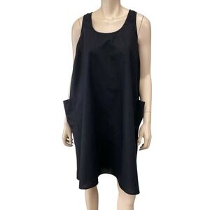 Eb & ive Dress Womens Size M/L Black Linen Blend‎ Tank Knee Length Lagenlook EUC